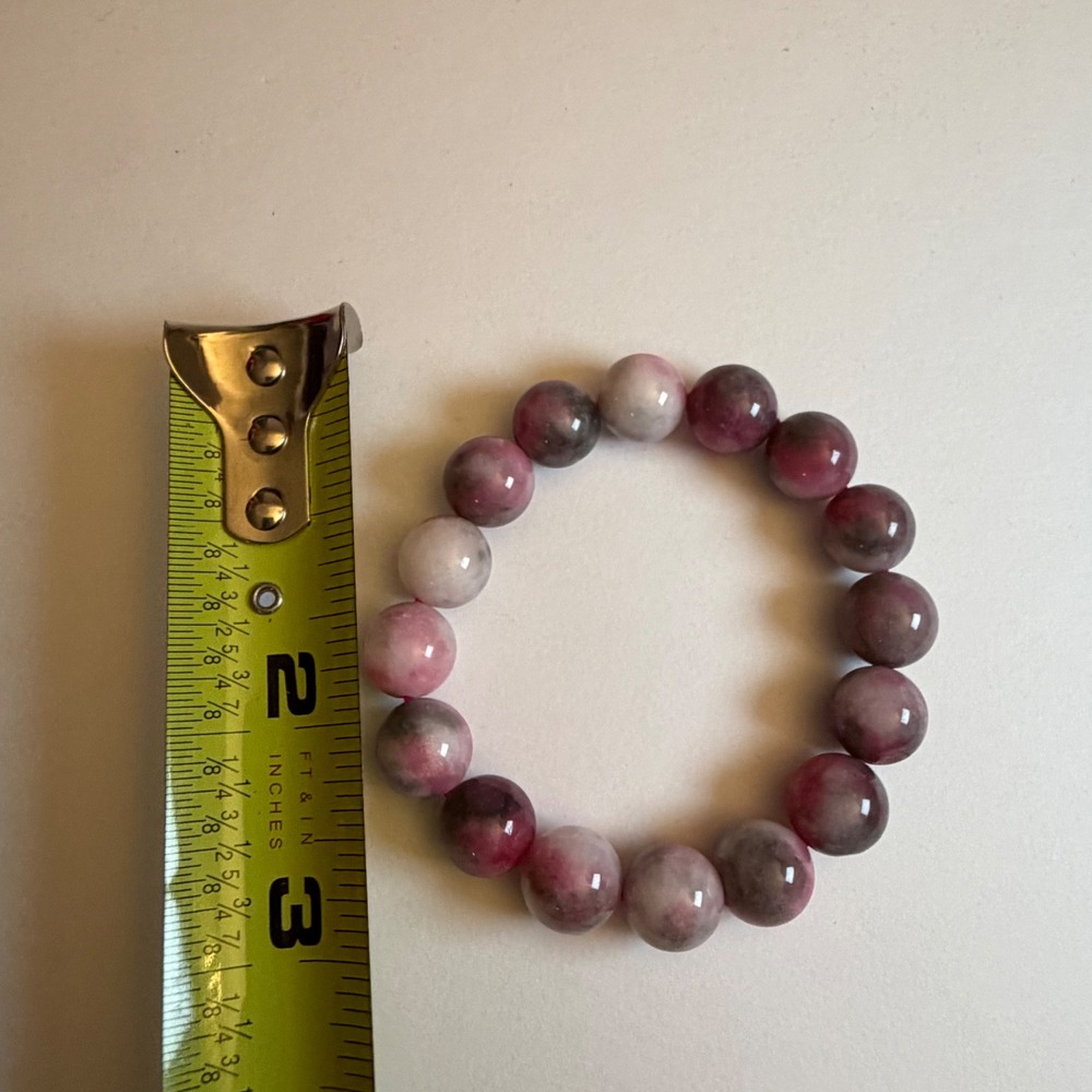 Unique! Natural Pink Stone Beaded Stretch Bracelet Round Beach Summer Yibe Y2K - Picture 5 of 5